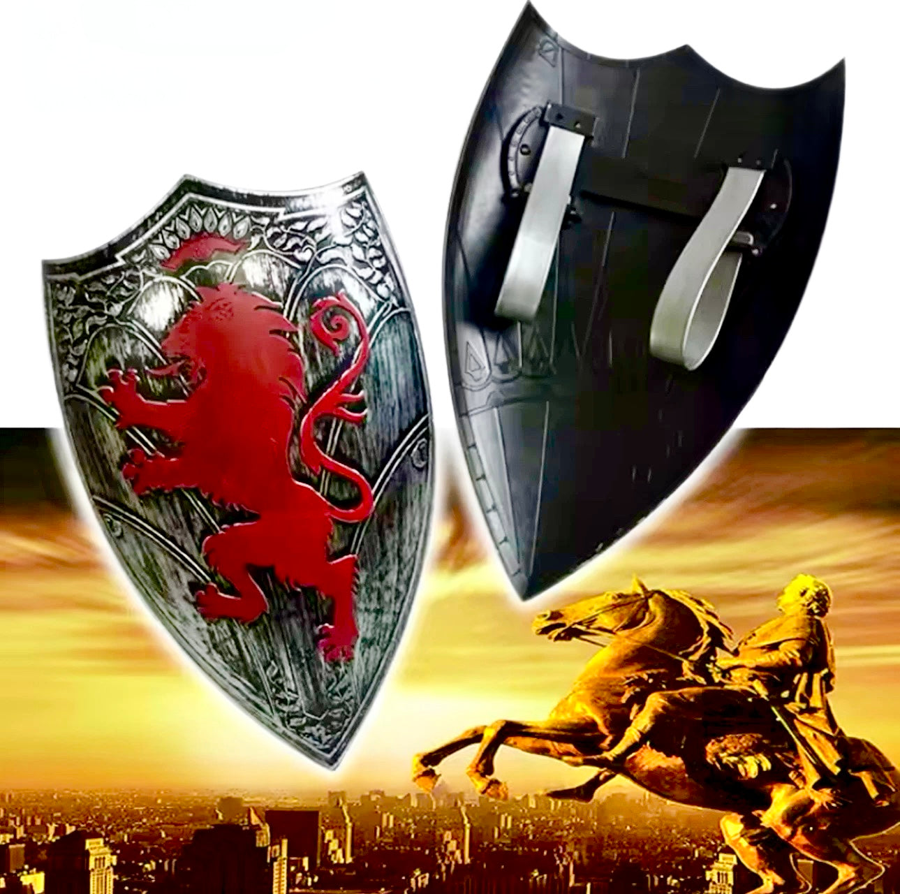 Escudo Guerreiro Soldado Romano Medieval Leão Vermelho